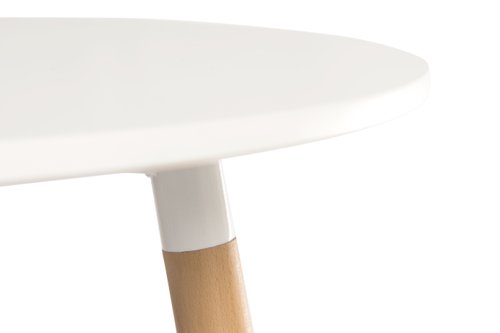 Teknik Skandi Round Table in White with wipe clean top, beech legs and easy self assembly - image 4