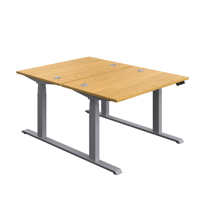 Economy Back To Back Sit Stand Desk (FSC) | 1200 X 800 | Nova Oak/Silver