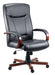Teknik Kingston Black Executive Bonded Leather Chair Mahogany Effect Arms and Five Star Base