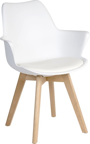 Teknik Pack of 2 Skandi Dining chair in white durable beech effect legs perfect for breakout and canteens (MOQ of 2 - priced individually)