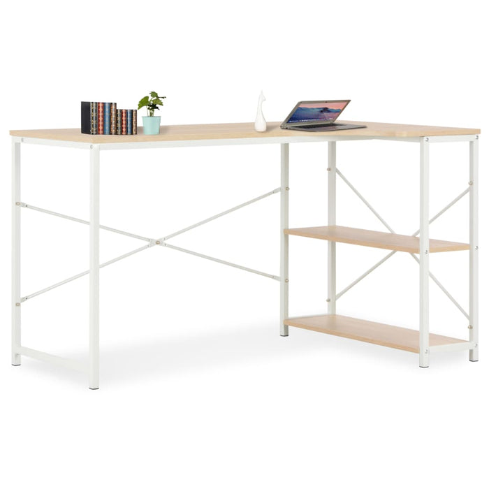 Computer Desk White and Oak 120x72x70 cm