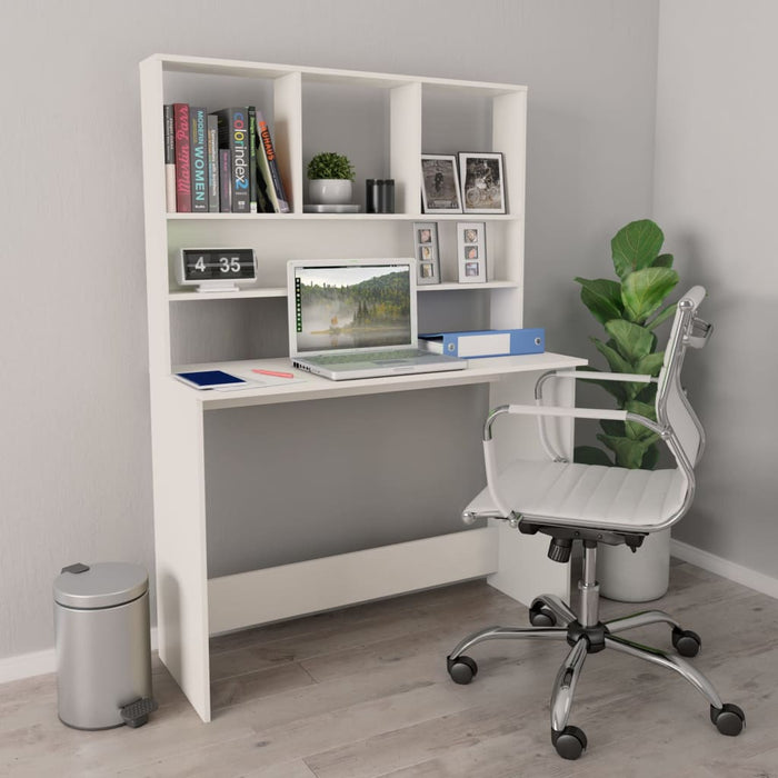 Desk with Shelves White 110x45x157 cm Engineered Wood