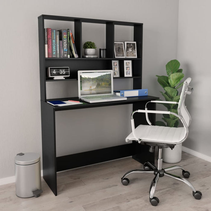 Desk with Shelves Black 110x45x157 cm Engineered Wood