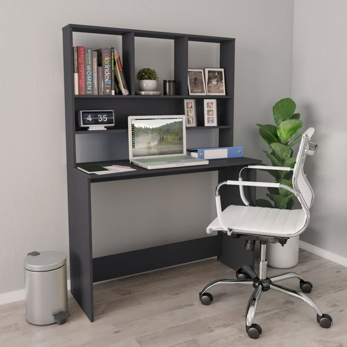 Desk with Shelves Grey 110x45x157 cm Engineered Wood