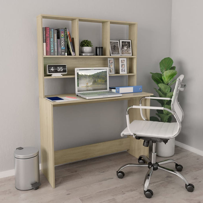 Desk with Shelves Sonoma Oak 110x45x157 cm Engineered Wood