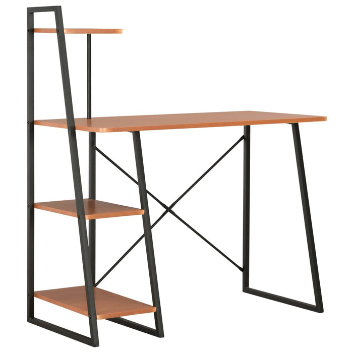 Desk with Shelving Unit Black and Brown 102x50x117 cm