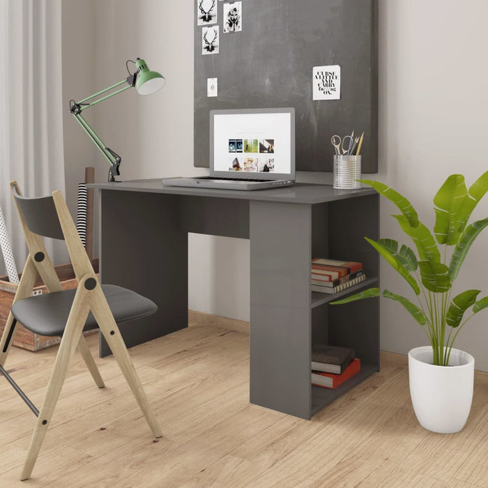 Desk High Gloss Grey 110x60x73 cm Engineered Wood