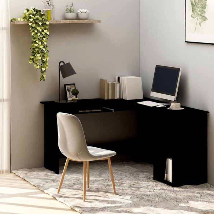 L-Shaped Corner Desk Black 120x140x75 cm Engineered Wood