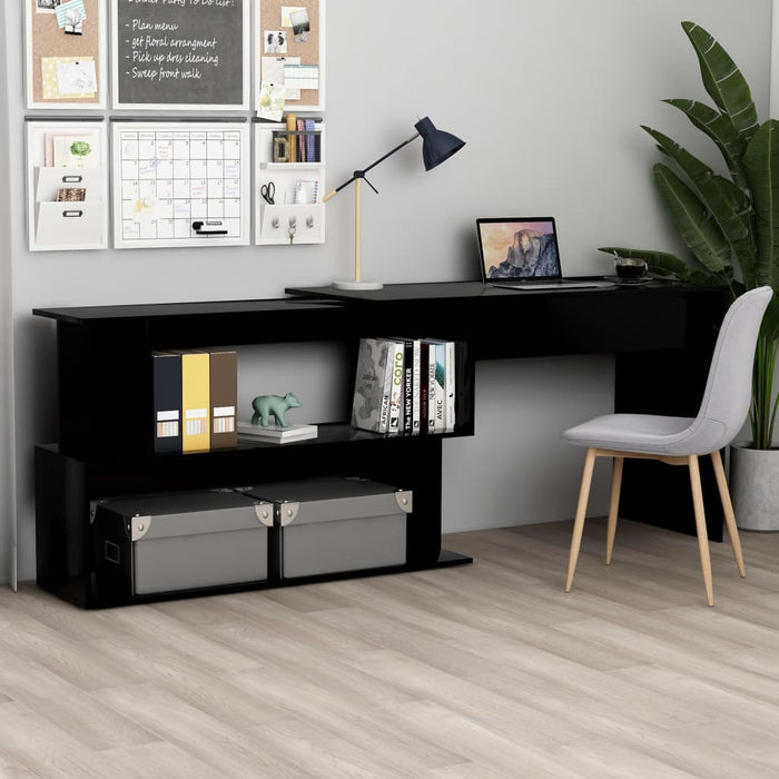 Corner Desk Black 200x50x76 cm Engineered Wood