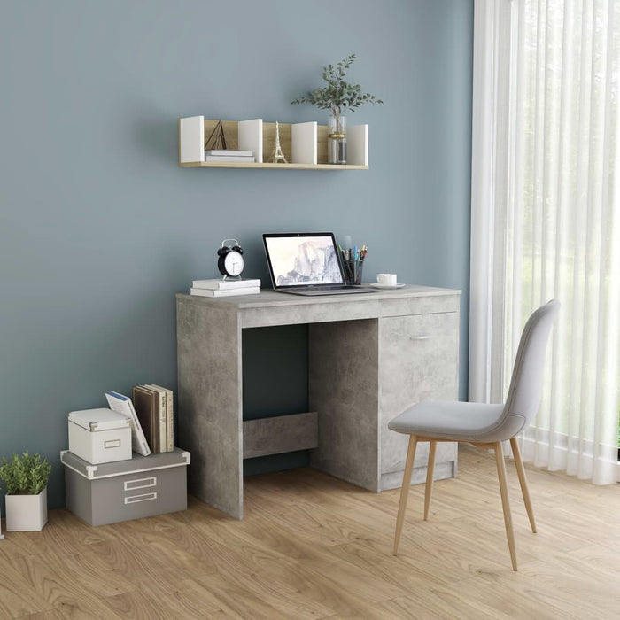 Desk Concrete Grey 100x50x76 cm Engineered Wood