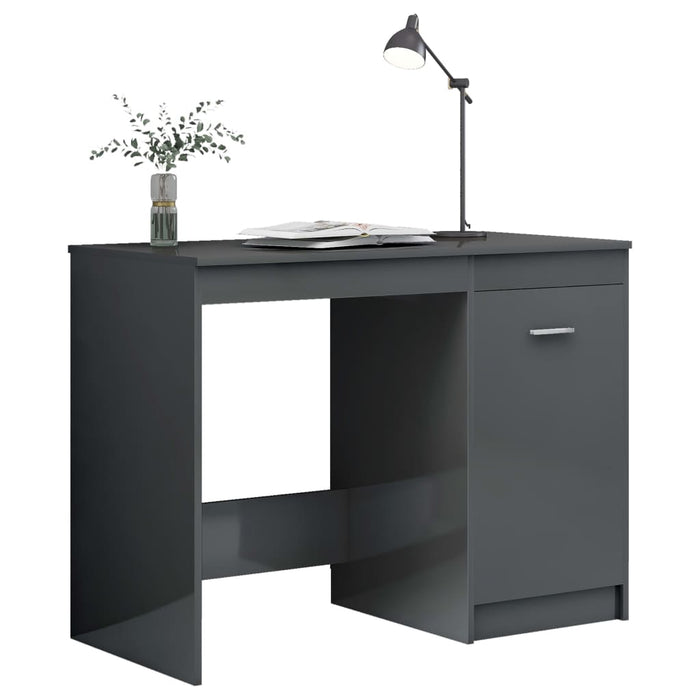 Desk High Gloss Grey 100x50x76 cm Engineered Wood