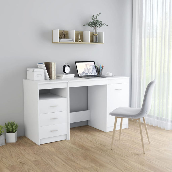 Desk White 140x50x76 cm Engineered Wood (801796+801805)