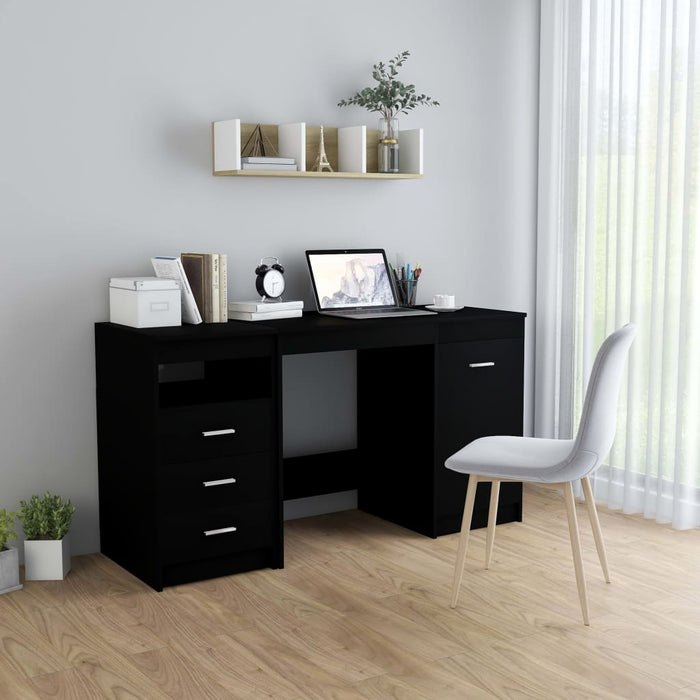 Desk Black 140x50x76 cm Engineered Wood (801797+801806)