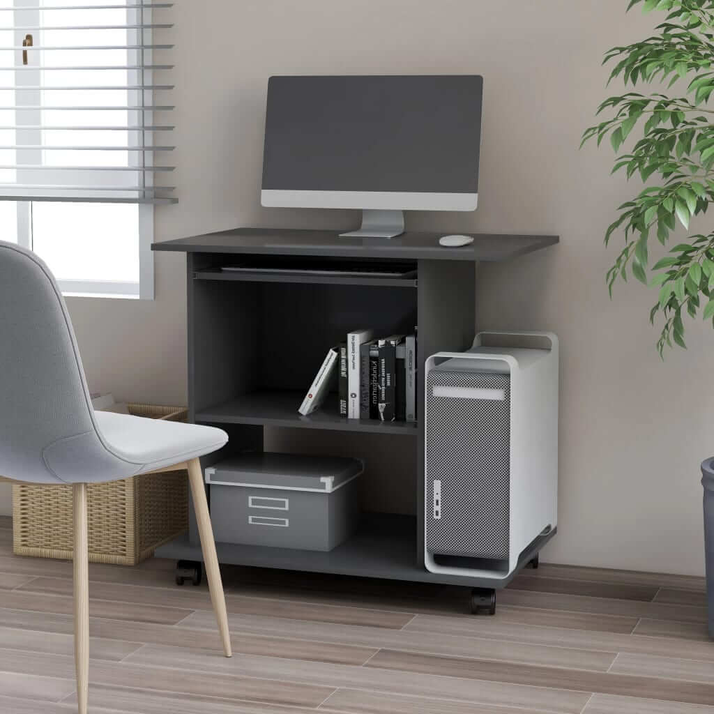 Computer Gray Computer Desk Grey 80x50x75 cm Engineered Wood — UK Office Furniture