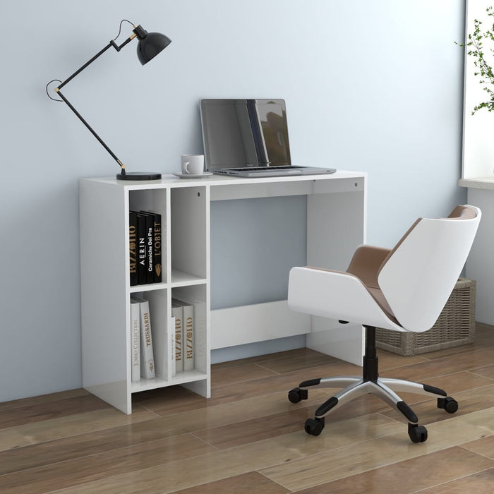 Notebook Desk High Gloss White 102,5x35x75 cm Engineered Wood