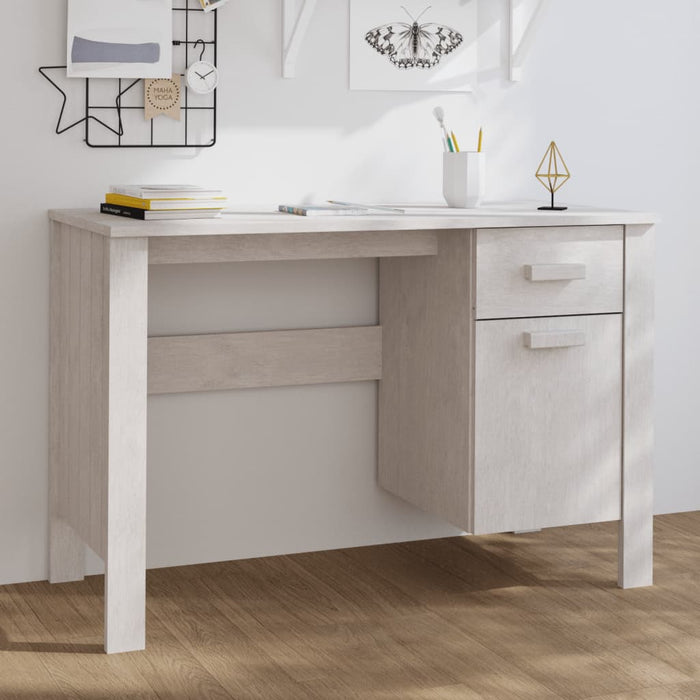 Desk "HAMAR" White 113x50x75 cm Solid Wood Pine