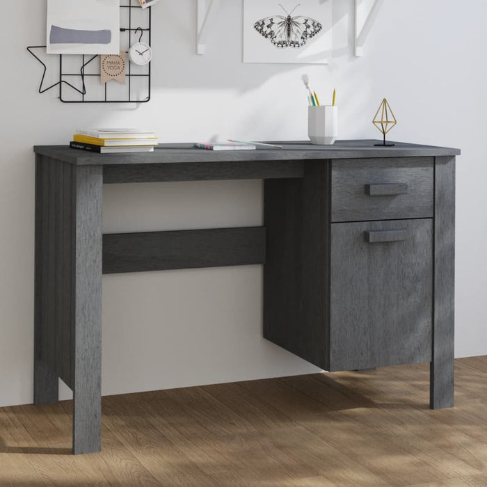 Desk "HAMAR" Dark Grey 113x50x75 cm Solid Wood Pine