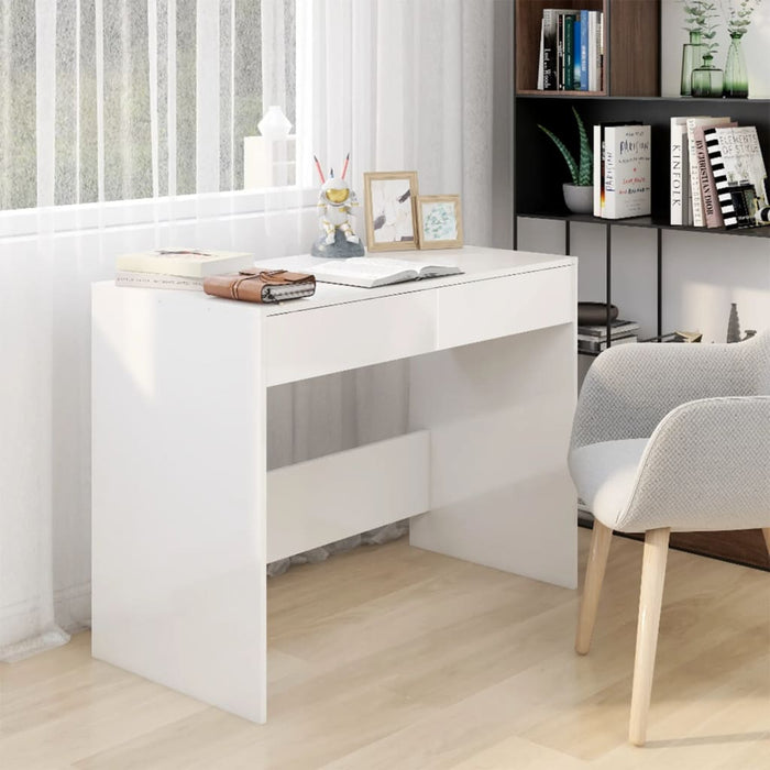 Desk High Gloss White 101x50x76,5 cm Engineered Wood