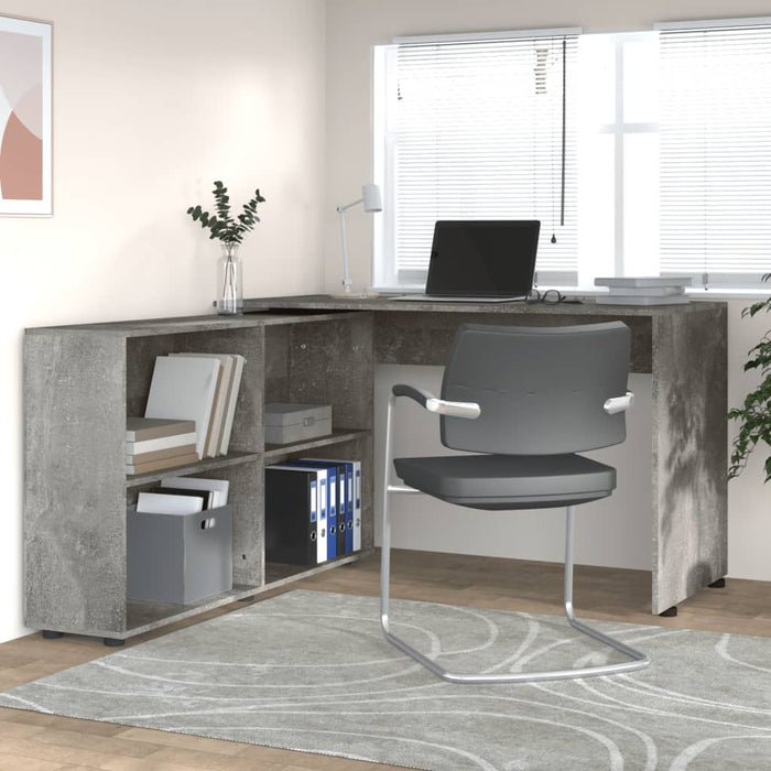 Corner Desk Concrete Grey Engineered Wood