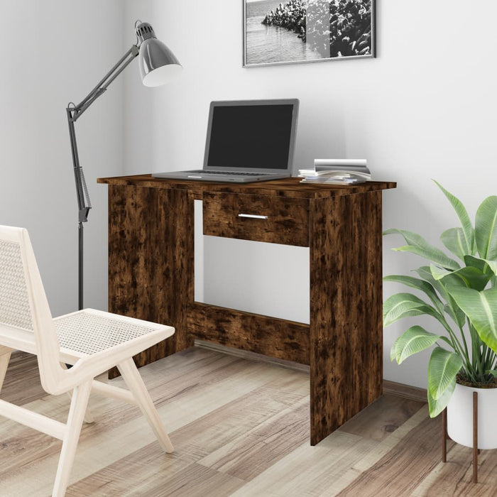 Desk Smoked Oak 100x50x76 cm Engineered Wood