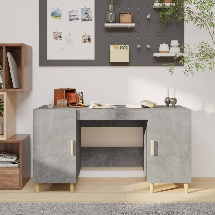 Desk Concrete Grey 140x50x75 cm Engineered Wood