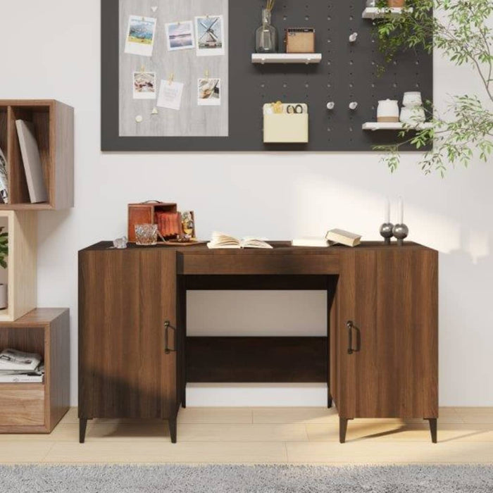 Desk Brown Oak 140x50x75 cm Engineered Wood