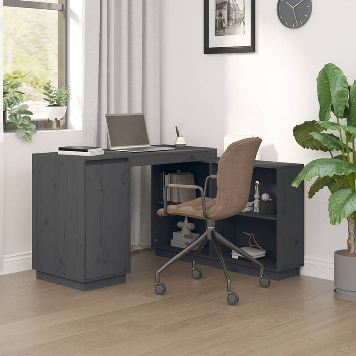 Desk Grey 110x50x75 cm Solid Wood Pine