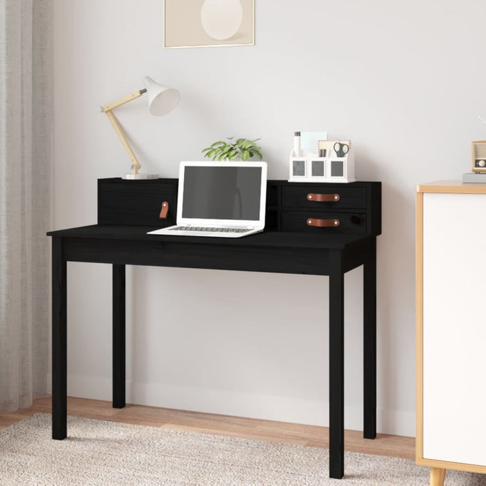 Desk Black 110x50x93 cm Solid Wood Pine