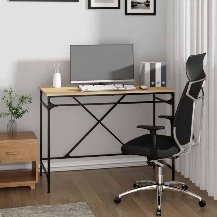 Desk Sonoma Oak 100x50x75 cm Engineered Wood and Iron