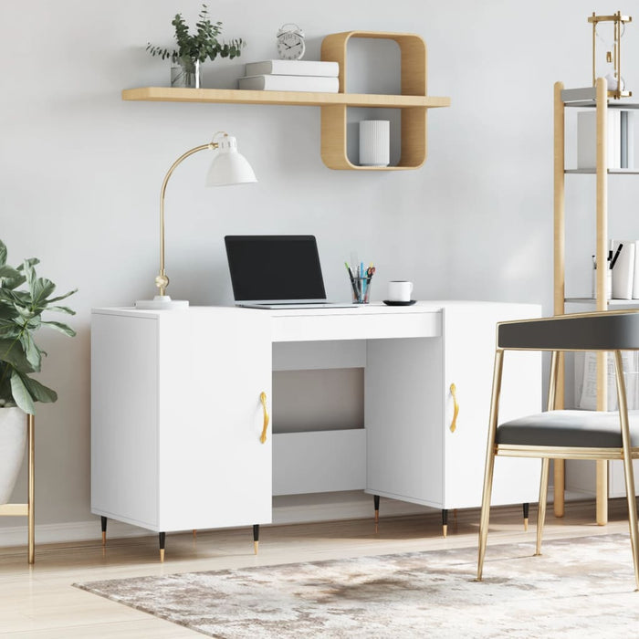 Desk White 140x50x75 cm Engineered Wood