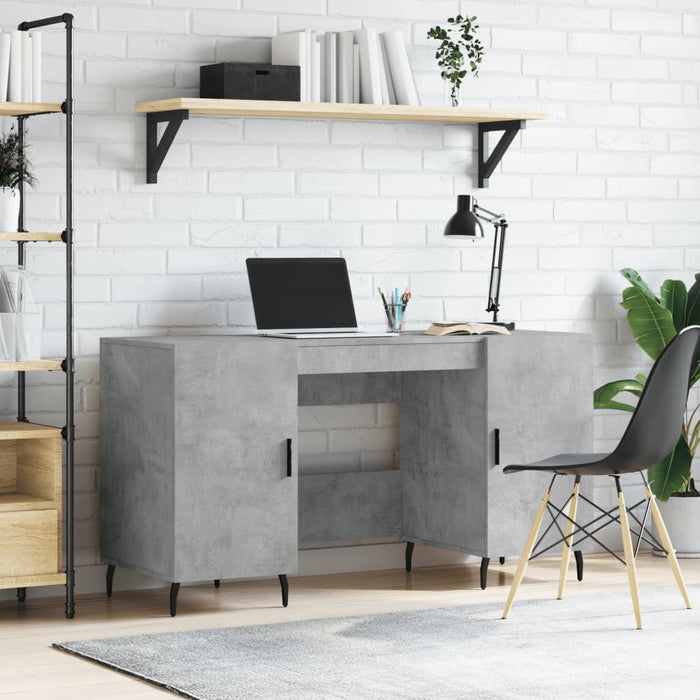 Desk Concrete Grey 140x50x75 cm Engineered Wood