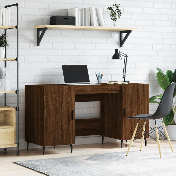 Desk Brown Oak 140x50x75 cm Engineered Wood