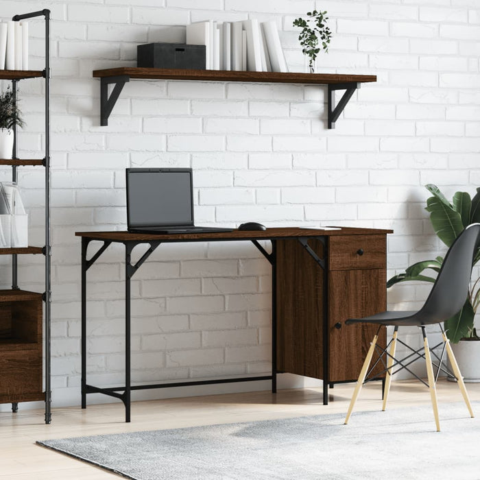 Computer Desk Brown Oak 131x48x75 cm Engineered Wood