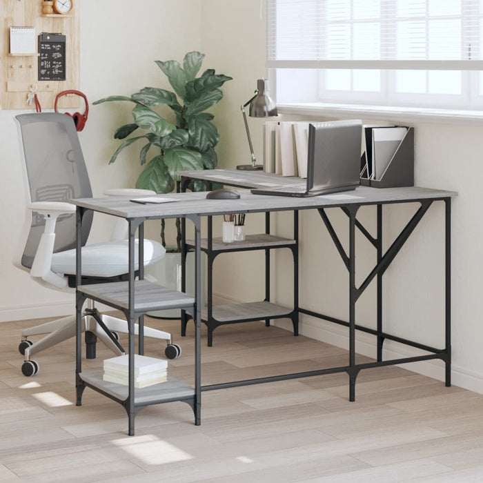 Desk Grey Sonoma 139x139x75 cm Engineered Wood