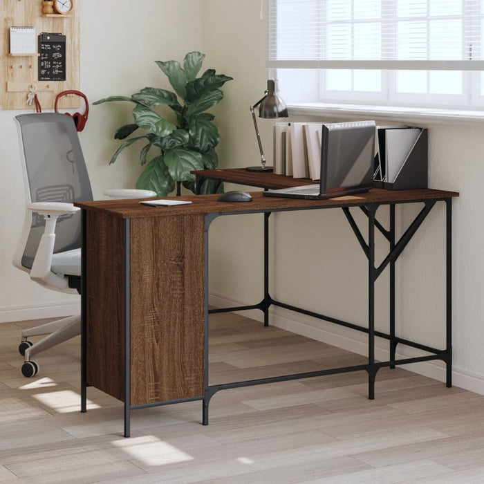 Desk Brown Oak 141x141x75 cm Engineered Wood