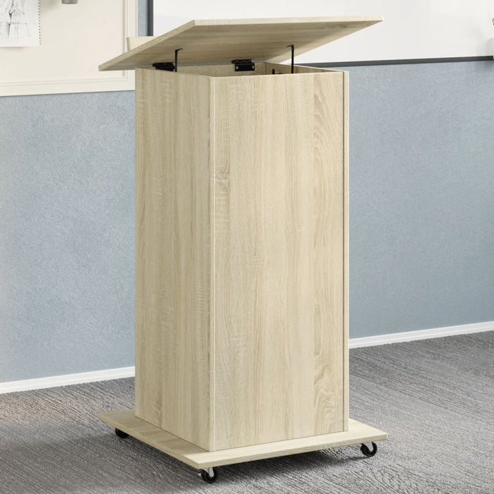 Lectern with Wheels & Drawer Sonoma Oak 55x55x107 cm Engineered Wood