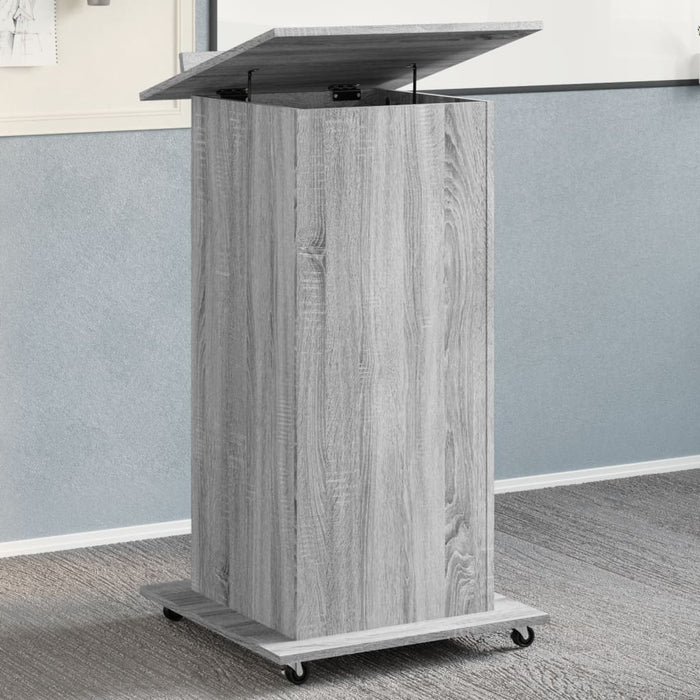 Lectern with Wheels & Drawer Grey Sonoma 55x55x107 cm Engineered Wood