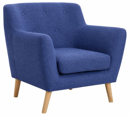 Teknik Skandi Armchair in Indigo Blue fabric, button detailed back and wooden feet. - image 2