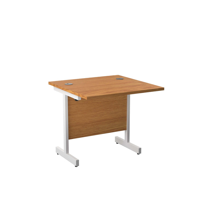 Single Upright Nova Oak Rectangular Desk 800 X 800 White