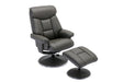 Teknik Brookhaven Recliner Cinder Leather Look swivel recline function matching base footstool - image 2