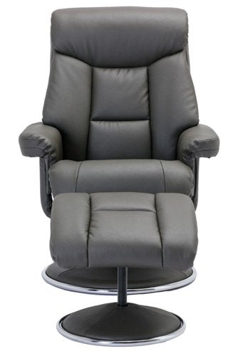 Teknik Brookhaven Recliner Cinder Leather Look swivel recline function matching base footstool