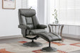Teknik Brookhaven Recliner Cinder Leather Look swivel recline function matching base footstool - image 3