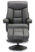 Teknik Brookhaven Recliner Cinder Leather Look swivel recline function matching base footstool