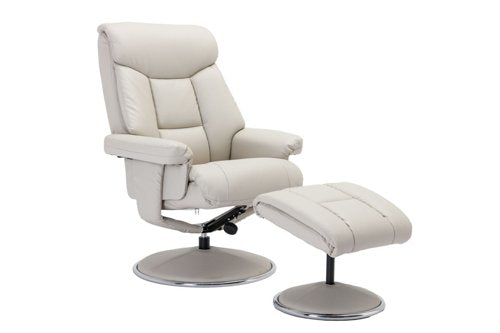 Teknik Brookhaven Recliner Mushroom Leather Look swivel recline function matching base footstool - image 2