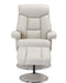 Teknik Brookhaven Recliner Mushroom Leather Look swivel recline function matching base footstool