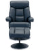 Teknik Brookhaven Recliner Navy Leather Look swivel recline function matching base footstool