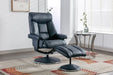 Teknik Brookhaven Recliner Navy Leather Look swivel recline function matching base footstool - image 5