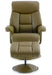 Teknik Brookhaven Recliner Olive Green Leather Look swivel recline function matching base footstool