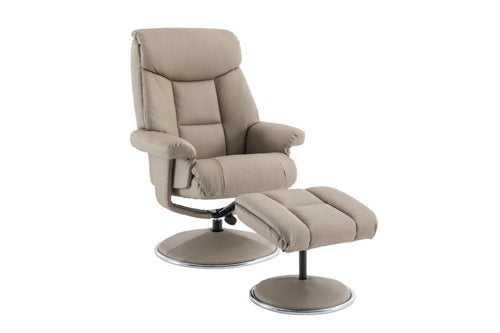 Teknik Brookhaven Recliner Pebble Leather Look swivel recline function matching base footstool - image 2