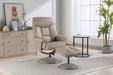 Teknik Brookhaven Recliner Pebble Leather Look swivel recline function matching base footstool - image 3